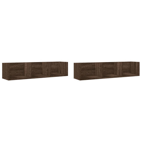Vidaxl wandkasten 2 st 75x18x16,5 cm bewerkt hout bruin eikenkleur