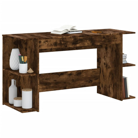 Vidaxl bureau 140x50x75 cm bewerkt hout gerookt eikenkleurig