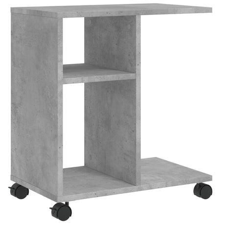 Vidaxl bijzettafel met wielen 50x30x55 cm bewerkt hout betongrijs
