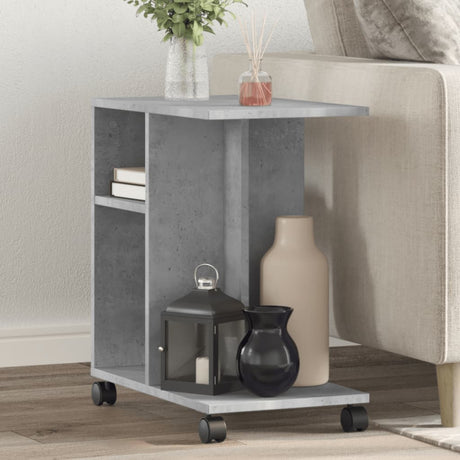 Vidaxl bijzettafel met wielen 50x30x55 cm bewerkt hout betongrijs