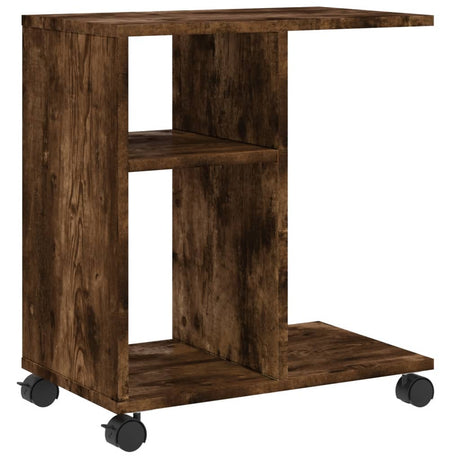 Vidaxl bijzettafel met wieltjes 50x30x55 cm hout gerookt eikenkleurig