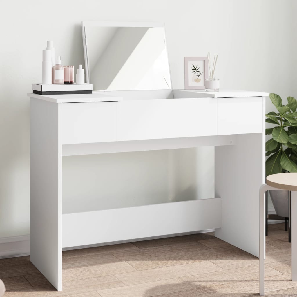 Vidaxl kaptafel met spiegel 100x45x76 cm wit