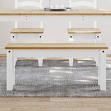 Vidaxl eetkamerbank panama 105x30x45 cm massief grenenhout wit