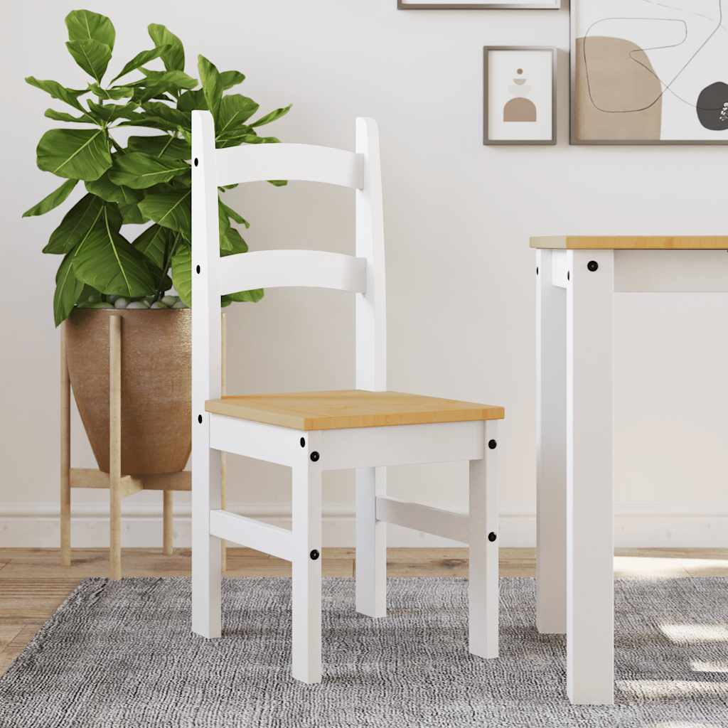 Vidaxl eetkamerstoelen 2 st 40x46x99 cm massief grenenhout wit