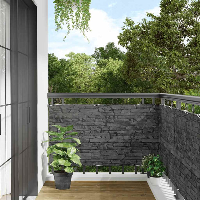 Parawan balkonowy Vidaxx wzór kamienia 400x90 cm PCV szary