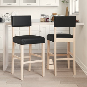 Vidaxl barstoelen 2 st massief rubberhout en kunstleer