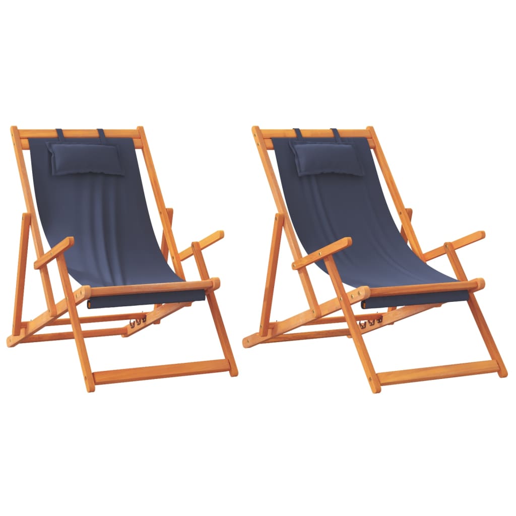 Vidaxl opklapbare stoelen, 2 stuks, blauwe stof