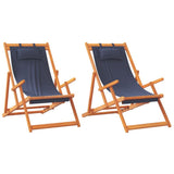 Vidaxl opklapbare stoelen, 2 stuks, blauwe stof