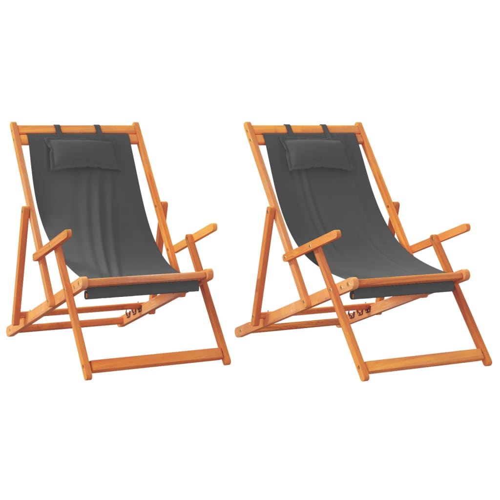 Vidaxl opklapbare stoelen, 2 stuks, grijze stof