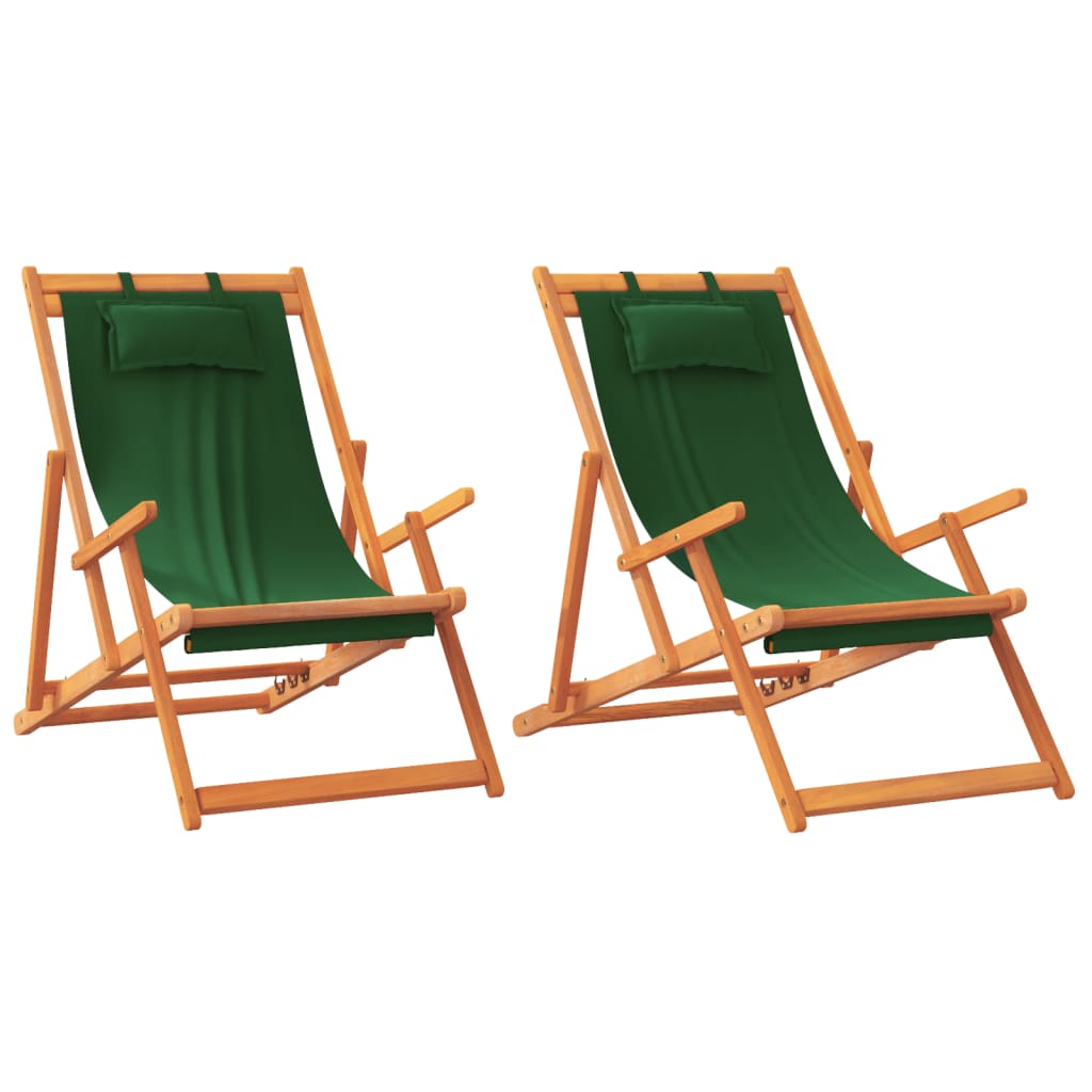 Vidaxl opklapbare stoelen, 2 stuks, groene stof