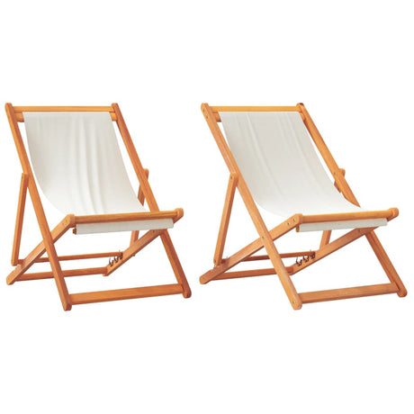 Vidaxl opklapbare stoelen, 2 stuks, crèmekleurige en witte stof