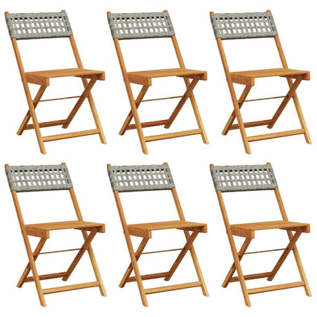 Vidaxl opklapbare stoelen, 6 stuks, grijs, van polyrotan en massief hout.