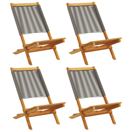 Vidaxl opklapbare stoelen, 4 stuks, grijs, massief acaciahout