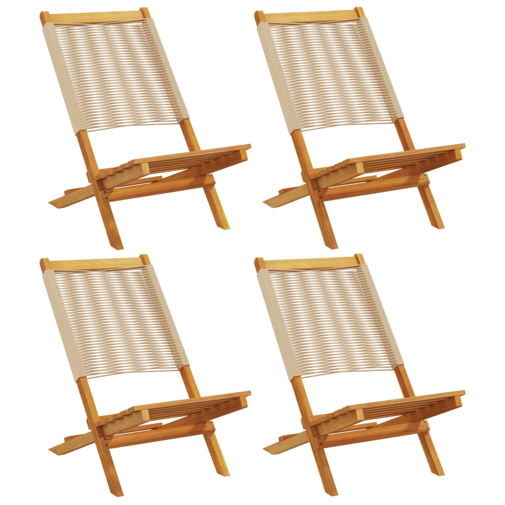 Vidaxl opklapbare stoelen, 4 stuks, beige, massief acaciahout