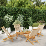 Vidaxl opklapbare stoelen, 4 stuks, beige, massief acaciahout