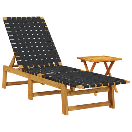 Vidaxl ligbed met tafel massief acaciahout en stof zwart
