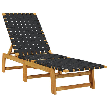 Vidaxl ligbed met tafel massief acaciahout en stof zwart