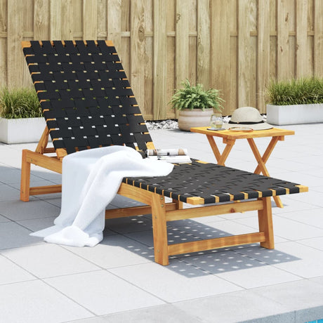 Vidaxl ligbed met tafel massief acaciahout en stof zwart