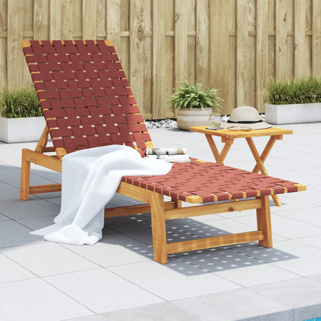 Vidaxl ligbed met tafel massief acaciahout en stof rood