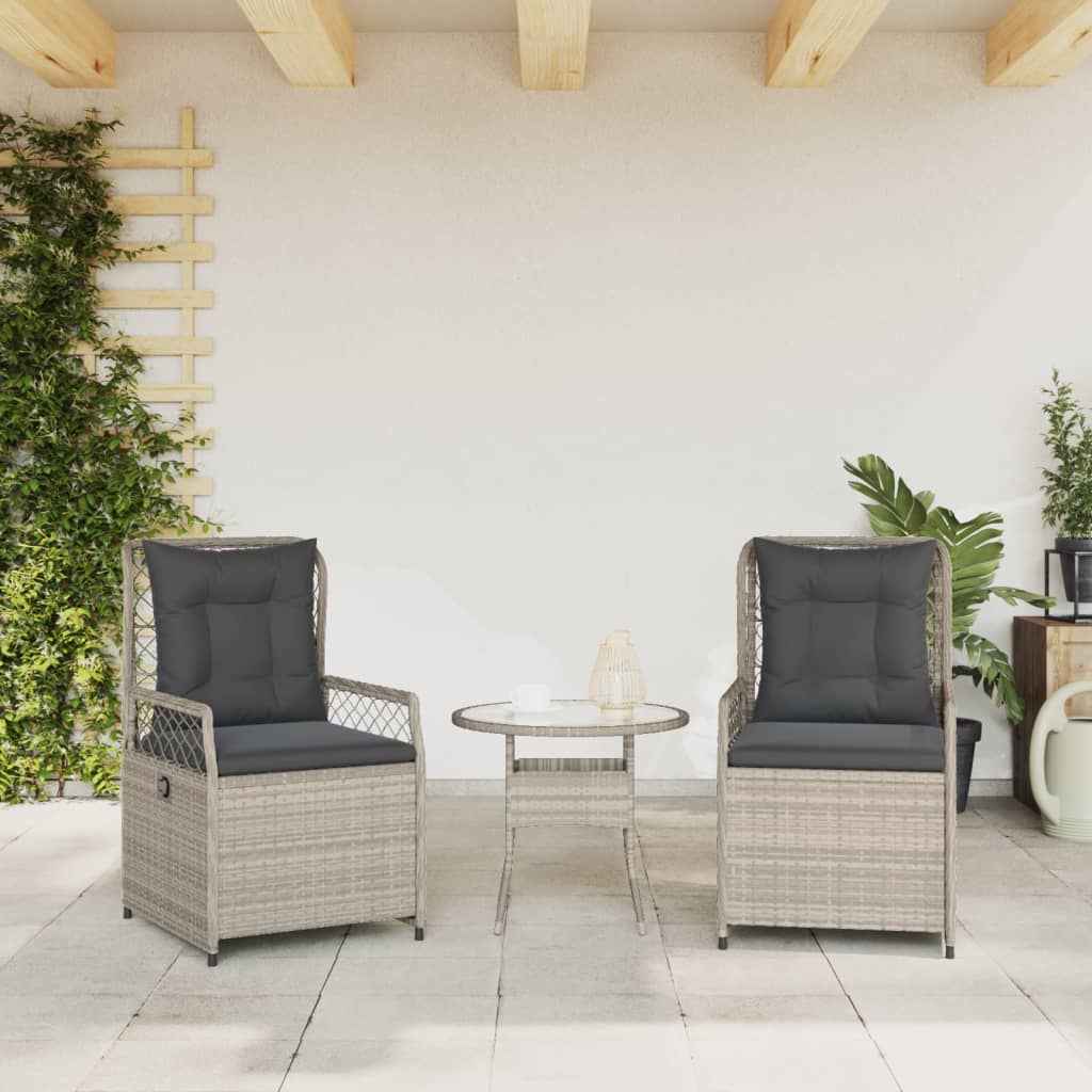 Vidaxl tuinstoelen 2 st verstelbaar poly rattan lichtgrijs