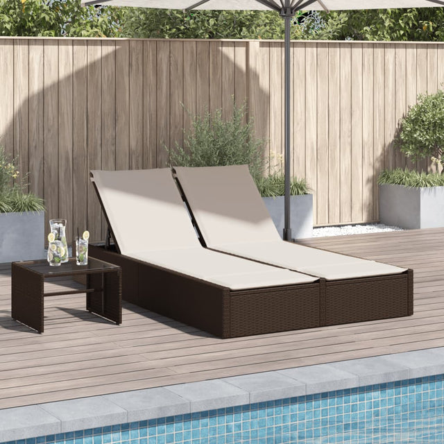 Vidaxl ligbed 2-persoons met kussens poly rattan bruin