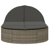 Vidaxl ligbed 2-persoons met kussens poly rattan grijs