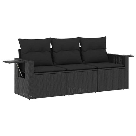 Vidaxl 3-delige loungeset met kussens poly rattan zwart