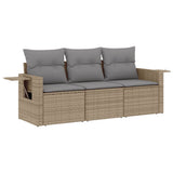 Vidaxl 3-delige loungeset met kussens poly rattan beige