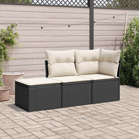 Vidaxl 3-delige loungeset met kussens poly rattan zwart