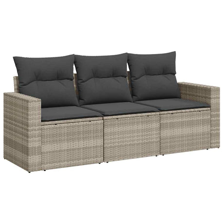 Vidaxl 3-delige loungeset met kussens poly rattan lichtgrijs