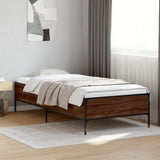 Vidaxl bedframe bewerkt hout en metaal bruin eikenkleurig 75x190 cm