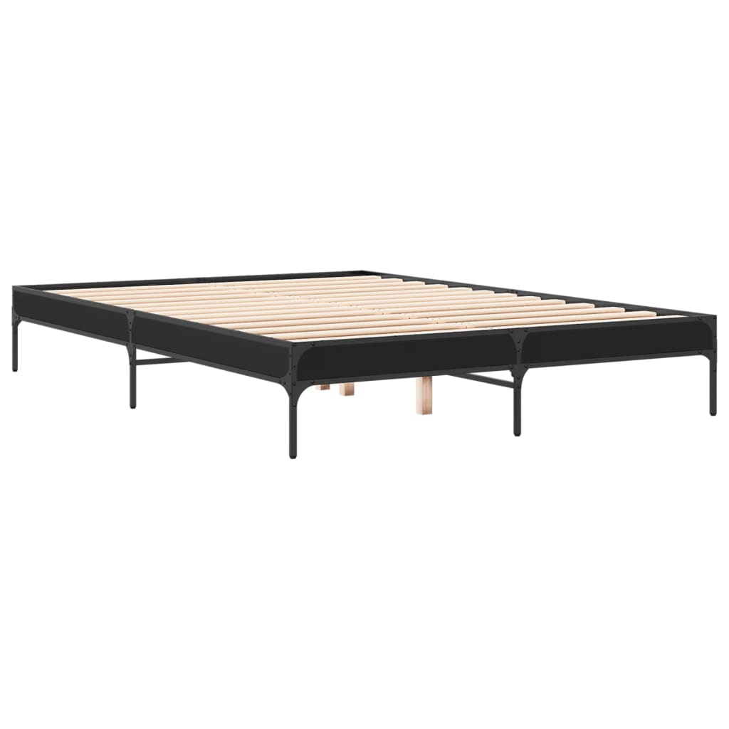 Vidaxl bedframe bewerkt hout metaal zwart 150x200 cm