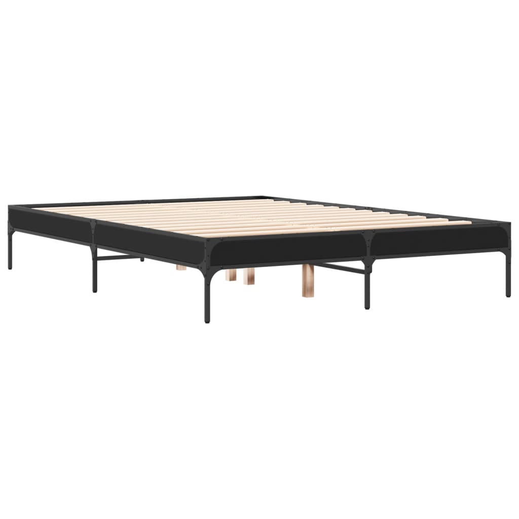 Vidaxl bedframe bewerkt hout metaal zwart 120x200 cm