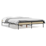 Vidaxl bedframe bewerkt hout metaal sonoma eikenkleurig 90x190 cm