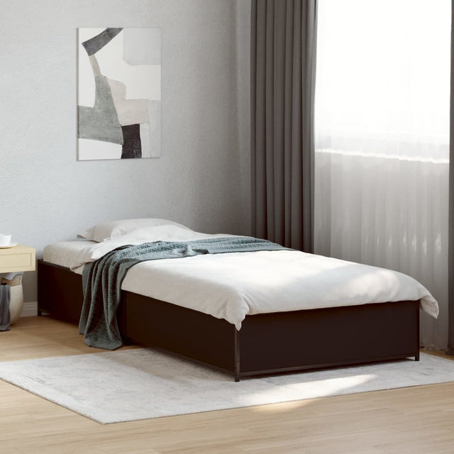 Vidaxl bedframe bewerkt hout en metaal zwart 90x190 cm