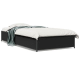 Vidaxl bedframe bewerkt hout en metaal zwart 75x190 cm