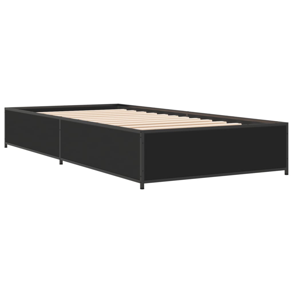 Vidaxl bedframe bewerkt hout en metaal zwart 75x190 cm