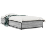 Vidaxl bedframe bewerkt hout en metaal grijs sonoma eiken 75x190 cm