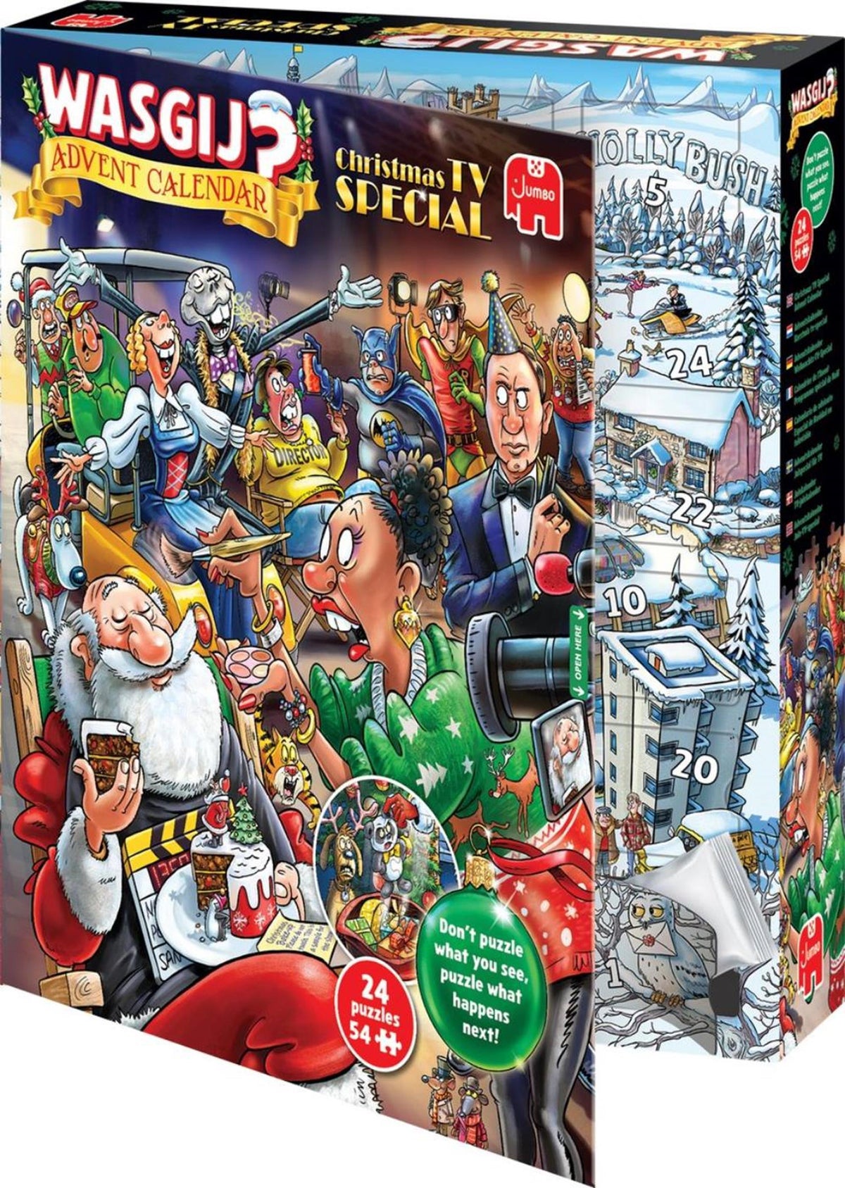 Jumbo wasgij kerstmis adventskalender 2026 - kerstmis tv-special - 24 puzzels met 54 stukjes - aftelkalender - advent calender