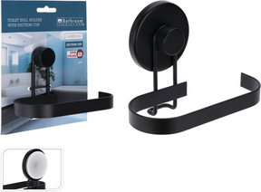 Bathroom solutions bs toiletrolhouder 14x8x11cm met zuignap - zwart