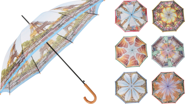 Paraplu steden 104x86cm assorti