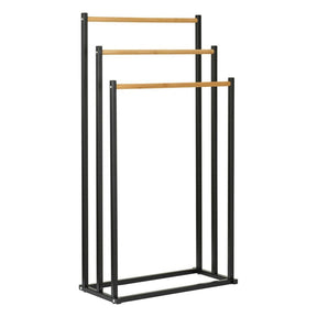 Bathroom solutions handdoekrek 45x23x85 cm metaal bamboe zwart