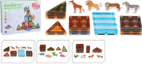 Magnetic tegels bouwstenen animals 18-delig assorti