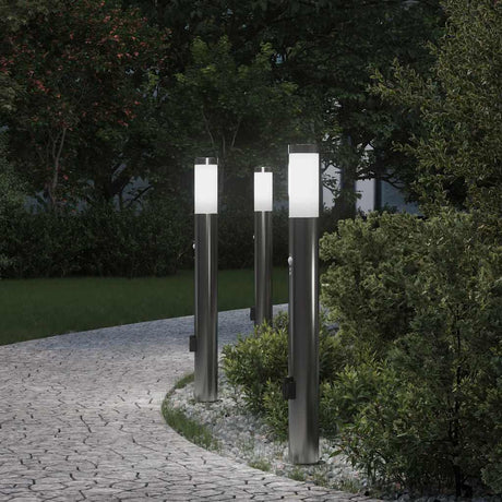 Oświetlenie słupkowe Vidaxx z czujnikiem i gniazdem 3 sztuki 80 cm stal nierdzewna IP44