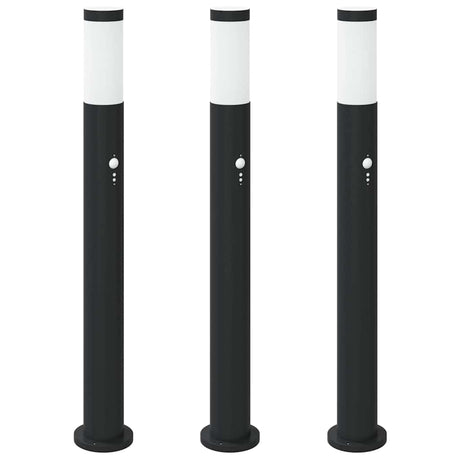 Oświetlenie słupkowe VidaXL z czujnikiem 3 sztuki 80 cm ze stali nierdzewnej IP44