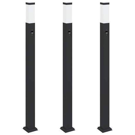 Oświetlenie słupkowe Vidaxx z czujnikiem 3 sztuki 110 cm czarne IP44