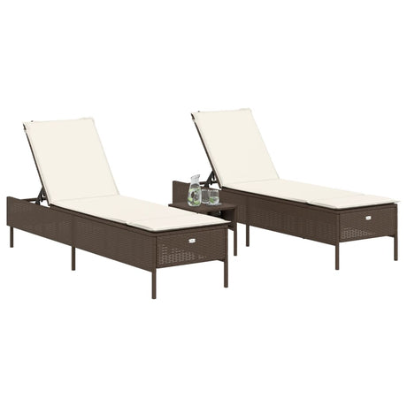 Vidaxl ligstoelen 2 st met kussens poly rattan bruin