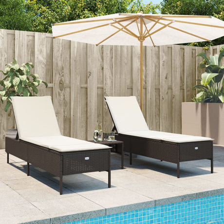 Vidaxl ligstoelen 2 st met kussens poly rattan bruin