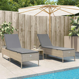 Vidaxl ligstoelen 2 st met kussens poly rattan beige