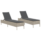 Vidaxl ligstoelen 2 st met kussen poly rattan lichtgrijs